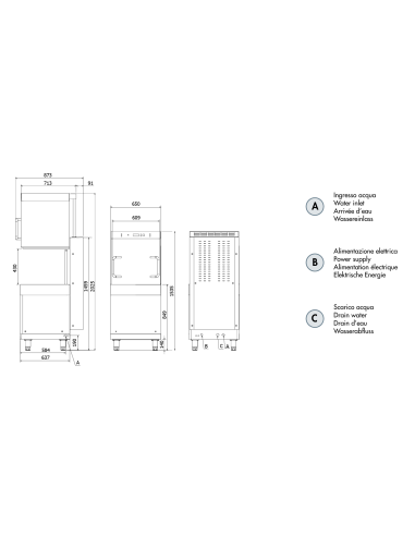 50x50 Square Basket Hood Dishwasher with Drain...