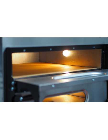 Horno eléctrico para pizzas - N. 2+2 pizzas - N. 2 cámaras - Altura de la cámara cm 61 x 52 x 11 h