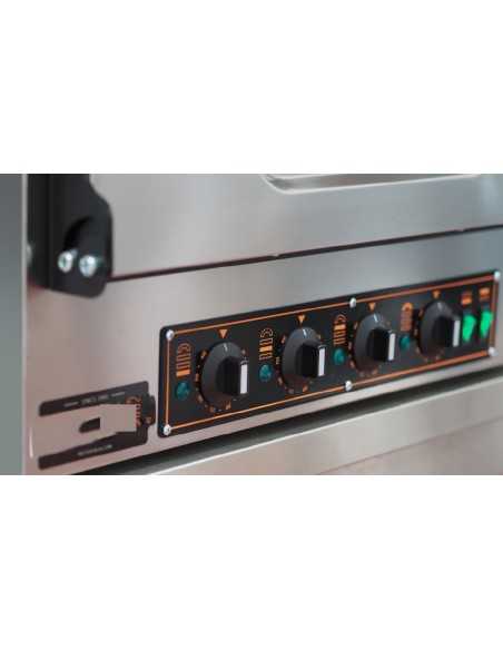 Horno eléctrico para pizzas - N. 2+2 pizzas - N. 2 cámaras - Altura de la cámara cm 61 x 52 x 11 h