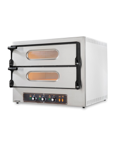 Horno eléctrico para pizzas - N. 2+2 pizzas - N. 2 cámaras - Altura de la cámara cm 61 x 52 x 11 h