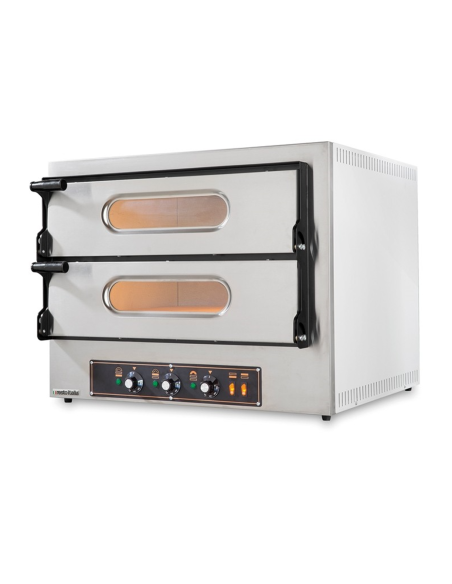 Horno eléctrico para pizzas - N. 2+2 pizzas - N. 2 cámaras - Altura de la cámara cm 61 x 52 x 11 h