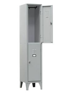 Dressing room cabinets with 2 doors stacked on top of...