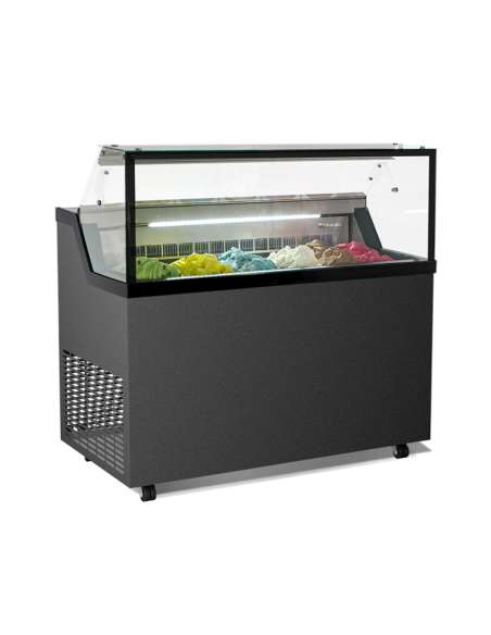 Vetrina gelato, pasticceria gelata e stecco - 6 vaschette da 5 L o 12 da 2,5 L - Cm 119