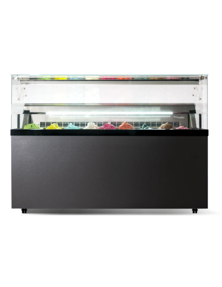 Vetrina gelato, pasticceria gelata e stecco - 6 vaschette da 5 L o 12 da 2,5 L - Cm 119