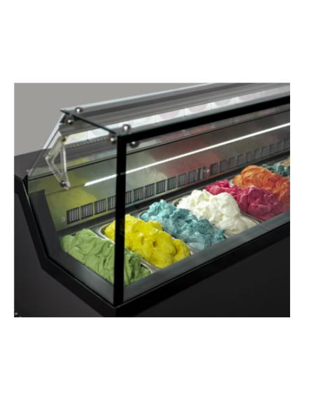 Vetrina gelato, pasticceria gelata e stecco - 6 vaschette da 5 L o 12 da 2,5 L - Cm 119