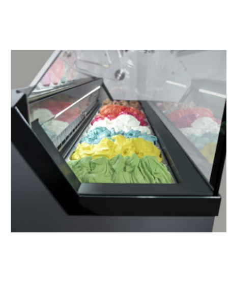 Vetrina gelato, pasticceria gelata e stecco - 6 vaschette da 5 L o 12 da 2,5 L - Cm 119