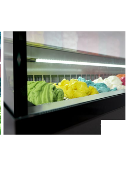 Vetrina gelato, pasticceria gelata e stecco - 6 vaschette da 5 L o 12 da 2,5 L - Cm 119