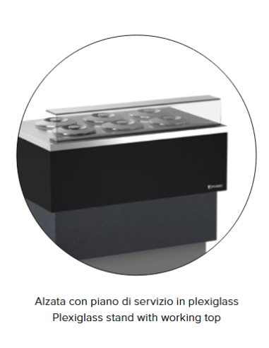 -Alzata con piano di servizio in plexiglass