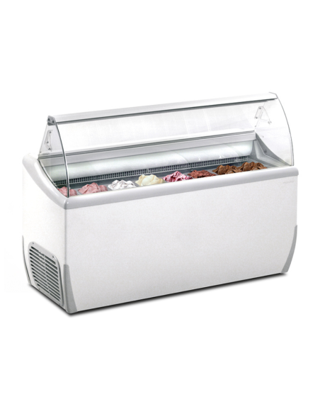 Ice cream display case - Capacity tubs 9 x 5L. - 14 x 4L. - 18 x 2.5L. - Cm 165.5 x 72.3 x 125.3 h