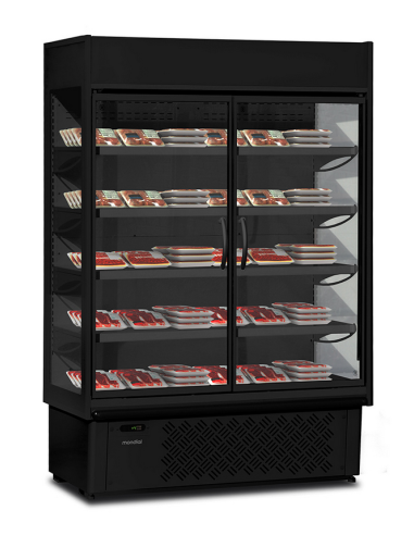 Refrigerated wall unit with hinged doors -...