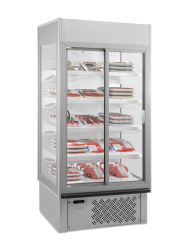 Refrigerated wall unit with sliding doors -...