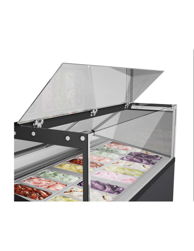 Vetrina gelato, pasticceria gelata e stecco -...