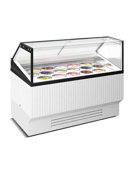 Vitrina de helados, bollería congelada y palitos - 16 tarrinas de 5 L o 32 de 2,5 L - Temperatura +10°-25°C - Cm 150,6