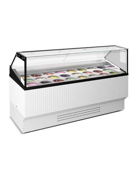 Ice cream, frozen pastry and stick display case - 22 tubs of 5 L or 44 of 2.5 L - Temperature +10°-25°C - Cm 200.6