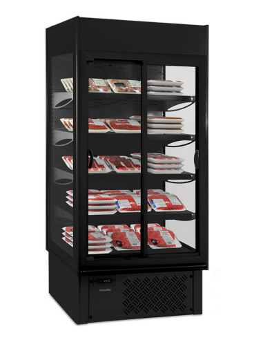Refrigerated wall unit with sliding doors -...