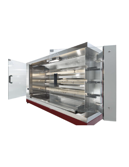 Girarrosto a gas - N. 24/30 polli - N. 6 aste - cm 110 x 48 x 175 h