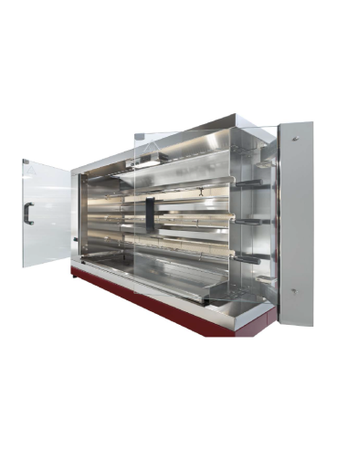 Girarrosto a gas - N. 32/40 polli - 8 aste - cm...