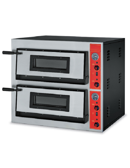 Forno pizza elettrico 2 camere - Capacità 6+6 pizze - Camera cm 61 x 91.5 x 14 h