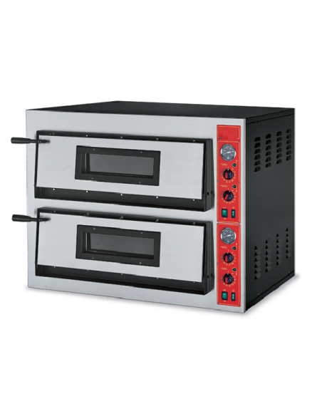 Electric pizza oven 2 chambers - Capacity 4+4 pizza ø 36 - Chamber cm 72 x 72 x 14 h