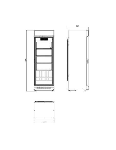 Vitrina refrigerada puerta de cristal - temperatura +0° +7°C - Litros365 - cm 59 x 62,9 x 200,6 h