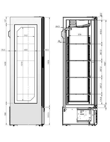 Refrigerated display case three-sided glass -...