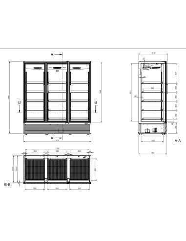Refrigerated wall cabinet with hinged doors -...