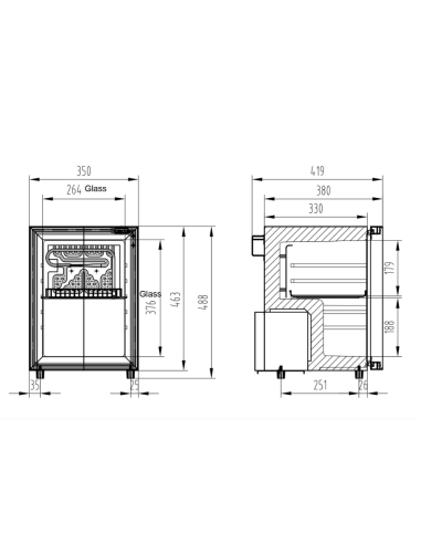 Vitrina refrigerada encimera - temperatura +0°...