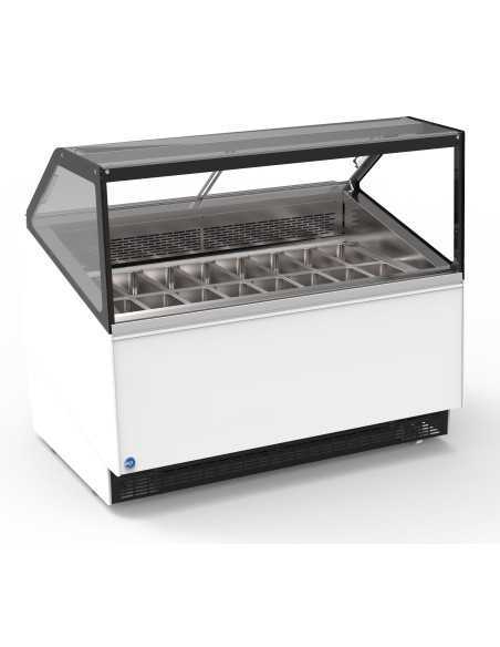 Vitrina de helados y pastelería congelada - 18 tarrinas de 5 L - Temperatura de: -14°-1°C / a: -10°C +5°C - Cm 168.4