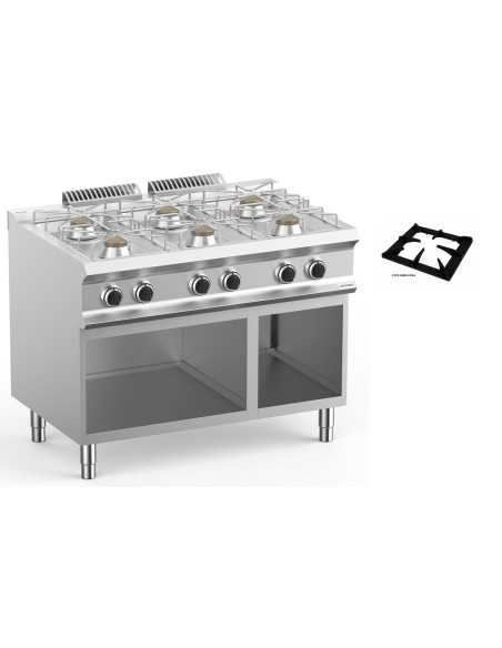 Professional gas stove with 6 burners - Power 6 x kW 5.5 - Cm 110 x 73 x 85 h