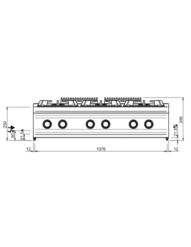 Professional gas stove with 6 burners - Power 6...