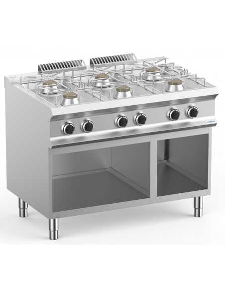 Professional gas stove with 6 burners - Power 6 x kW 7 - Cm 110 x 73 x 85 h