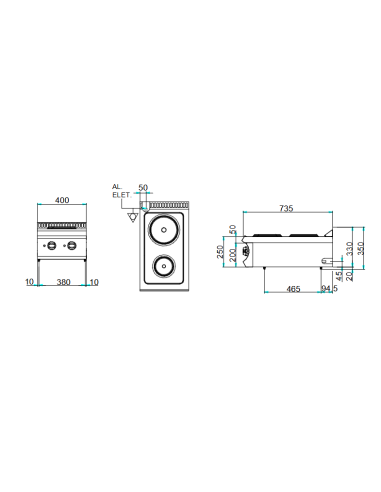 Professional electric stove with 2 round plates...