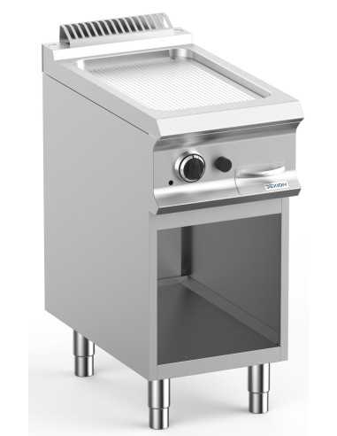 Professional gas fry top with steel grooved...
