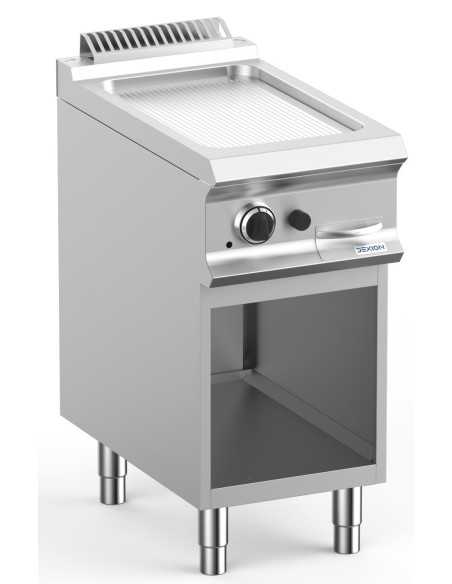 Professional gas fry top with chrome ribbed plate - cm 40 x 73 x 85 h