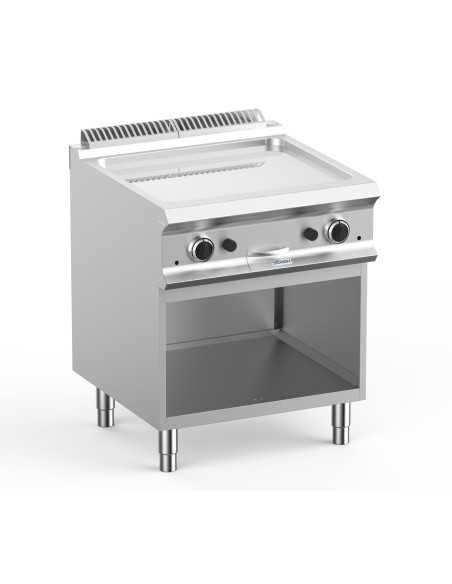 Fry top de gas profesional con placa cromada lisa - cm 70 x 73 x 85 h