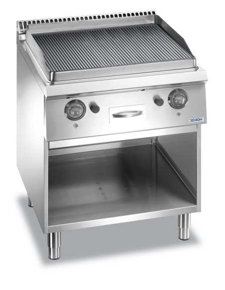 Fry top de gas profesional con placa acanalada cromada - cm 70 x 73 x 85 h