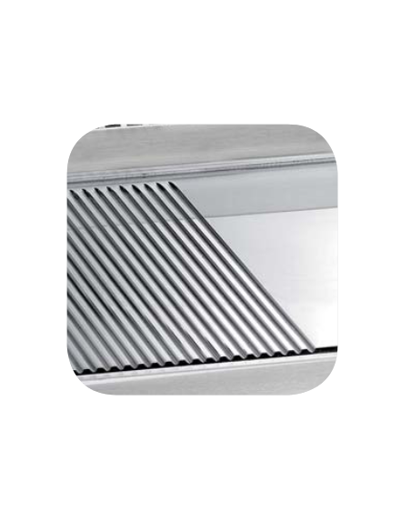Fry top de gas profesional con placa cromada 1/2 liso 1/2 acanalado - cm 70 x 73 x 85 h