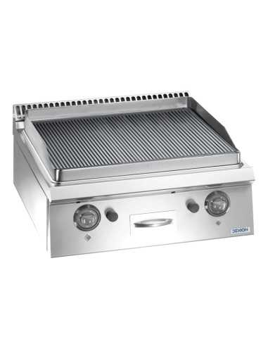 Professional gas fry top with chrome ribbed...