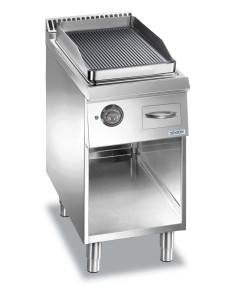 Professional electric fry top with chrome ribbed plate -...