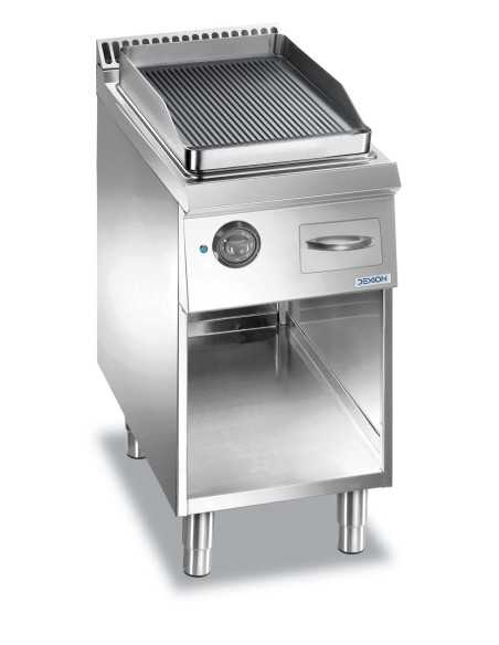 Professional electric fry top with chrome ribbed plate - Cm 40 x 73 x 85 h