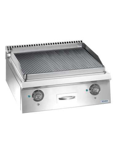 Professional electric fry top with grooved...
