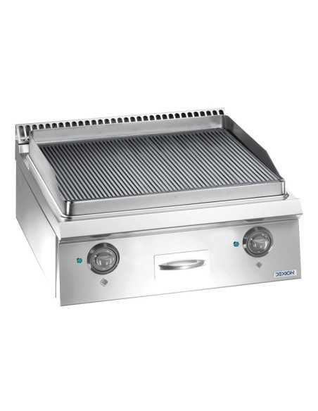 Fry top eléctrico profesional con placa ranurada - Cm 47 x 73 x 25 h