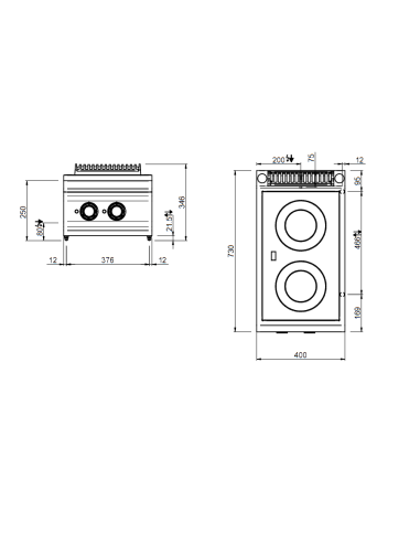 Professional induction stove with 2 inductors -...