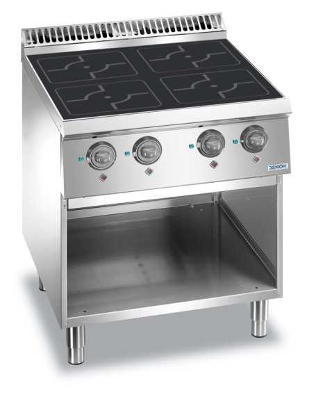 Professional induction stove with 4 inductors - Power 4 x kW 3.5 - cm 70 x 73 x 85 h