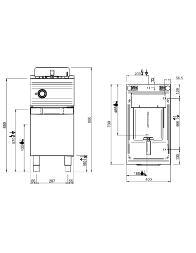 Professional gas fryer with 1 tank 14 liters -...
