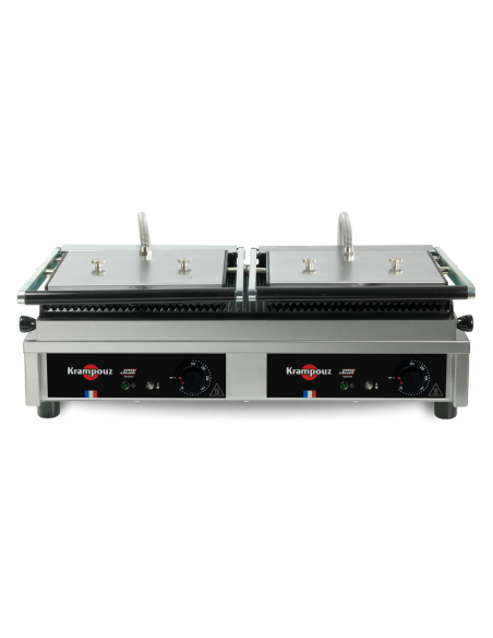 Placa de cocción eléctrica con encimera acanalada y tapa - superficie de cocción 52x23