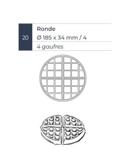 Piastra per Waffle tipo RONDE per waffle tondo - cm 34.5 x 26 x 22 h