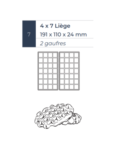 Waffle plate type LIEGES - cm 26 x 44 x 22 h