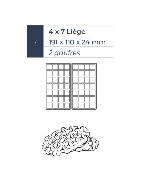 Plato gofre tipo LIEGES - cm 26 x 44 x 22 h