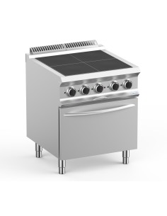 Professional electric stove with 4 lowered square plates...